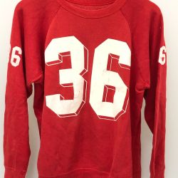 □□ 60~70s Unknown スウェット ラグランスウェット トレーナー 古着 脇下ガゼット レッド Cランク