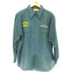 □□ 70s BIG YANK シャツ ワークシャツ 襟芯有 古着 グリーン Bランク