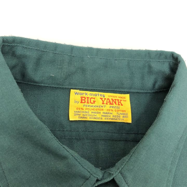 70s BIG YANK シャツ ワークシャツ 襟芯有 古着 グリーン - 中古