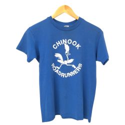 □□ 80s Henes Tシャツ SIZE L 古着 ROAD RUNNER ブルー Cランク
