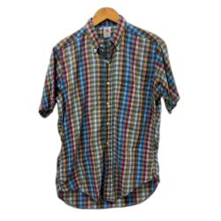 □□ 50~60s B.V.D シャツ 半袖ボタンダウンシャツ SIZE M チェック 古着 マルチカラー Cランク
