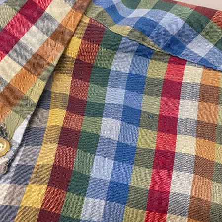  50~60s B.V.D シャツ 半袖ボタンダウンシャツ SIZE M チェック 古着 マルチカラー