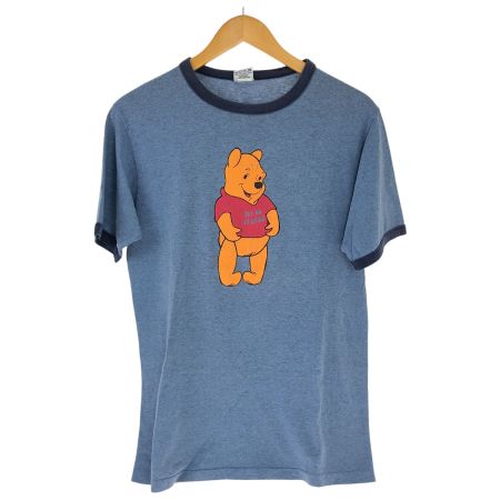  90s Healthknit Tシャツ リンガーTシャツ 古着 SIZE M くまのプーさん アメリカ製 ネイビー