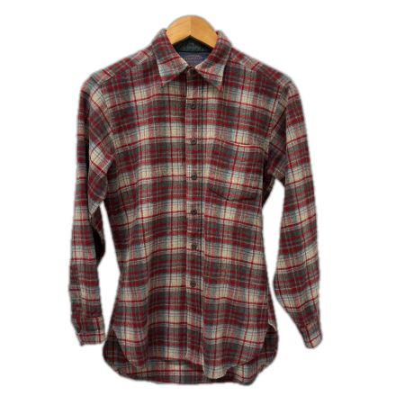  70s PENDLETON シャツ ウールシャツ SIZE M 古着 チェック レッド×グレー