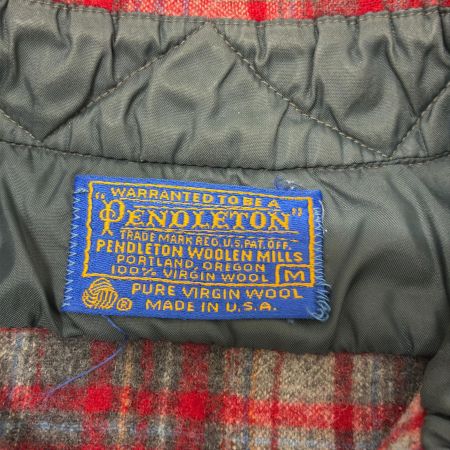  70s PENDLETON シャツ ウールシャツ SIZE M 古着 チェック レッド×グレー
