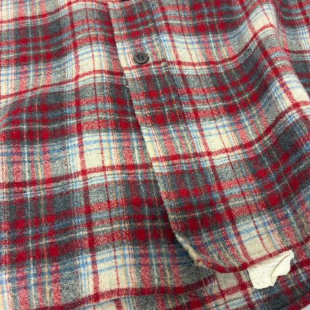  70s PENDLETON シャツ ウールシャツ SIZE M 古着 チェック レッド×グレー