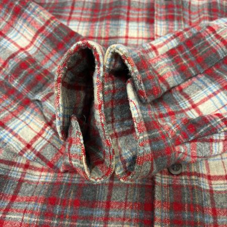  70s PENDLETON シャツ ウールシャツ SIZE M 古着 チェック レッド×グレー