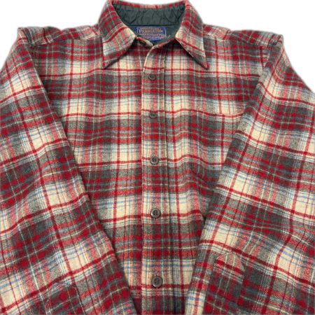  70s PENDLETON シャツ ウールシャツ SIZE M 古着 チェック レッド×グレー