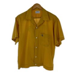 □□ 70~80s Hilton シャツ ボーリングシャツ SIZE L 古着 青タグ イエロー Cランク