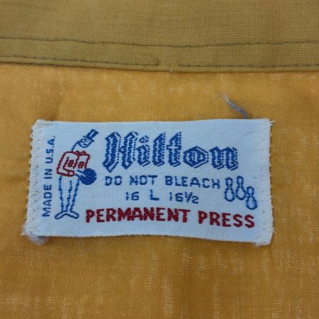  70~80s Hilton シャツ ボーリングシャツ SIZE L 古着 青タグ イエロー