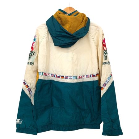  90s STARTER ジャケット ナイロンアノラックパーカー SIZE Free 古着 アタランタオリンピック アイボリー×グリーン