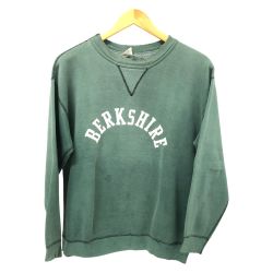 □□ 60s RUSSELL スウェット トレーナー Lサイズ 古着 サイズタグ後期  前Vガゼット フロッキープリント グリーン Cランク