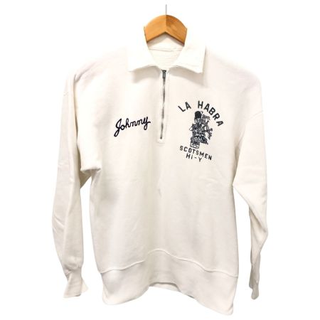  60s Unknown スウェット ハーフジップスウェット 片爪FALCONジッパー 直し有 ホワイト