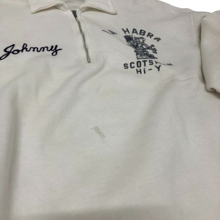  60s Unknown スウェット ハーフジップスウェット 片爪FALCONジッパー 直し有 ホワイト