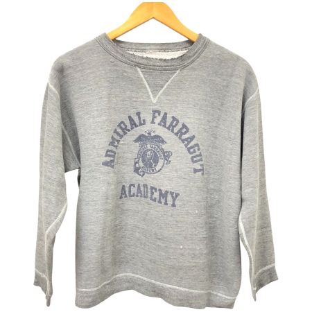  60s RUSSELL スウェット トレーナー 古着 サイズタグ後期 前Vガゼット 染み込みプリント グレー