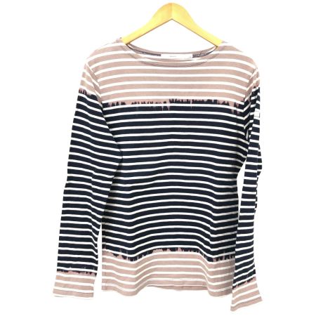  .efiLevol カットソー 長袖カットソー 2(M) 古着 efiN-ACY05 ベージュ×ネイビー