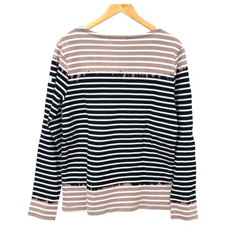  .efiLevol カットソー 長袖カットソー 2(M) 古着 efiN-ACY05 ベージュ×ネイビー