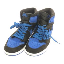 □□ NIKE ナイキ スニーカー ハイカットスニーカー エア ジョーダン 1 レトロ ハイ オリジナル リイマジンド ブラック×ロイヤルブルー×ホワイト DZ5485-042 Cランク