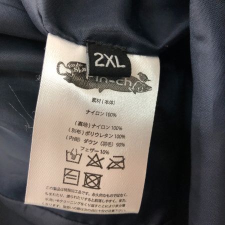  Fin-ch ジャケット ノーカラーラビダ ダウンジャケット 2XL ダウン90％ ネイビー