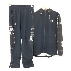 □□ UNDER ARMOUR アンダーアーマー セットアップ トリコットウーブンジャケット SIZE M 上下セット 1328823/24 ネイビー Cランク