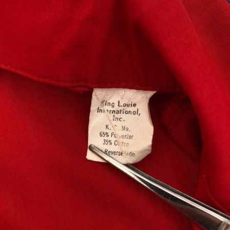 60~70s King Louie シャツ ボーリングシャツ SIZE 34 古着 Permanent Pressタグ レッド