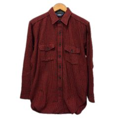 80s WOOLRICH シャツ ウールシャツ SIZE M 古着 チェック ブラック×レッド Bランク
