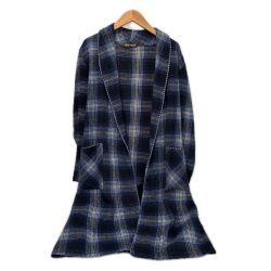 80s McGREGOR カーディガン ガウンカーディガン 古着 SIZE 不明 チェック イギリス製 ネイビー Cランク