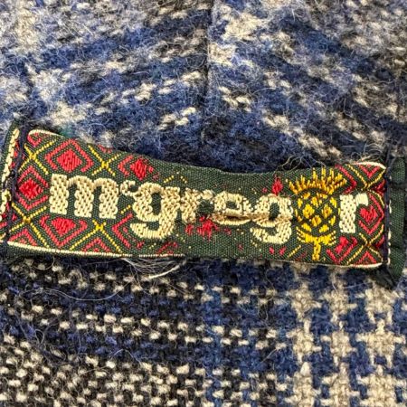 80s McGREGOR カーディガン ガウンカーディガン 古着 SIZE 不明 チェック イギリス製 ネイビー