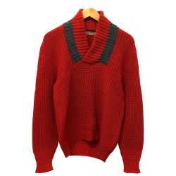 □□ 30~40s The Pig and Whistle ニット ショールカラーニット 古着 レッド Cランク