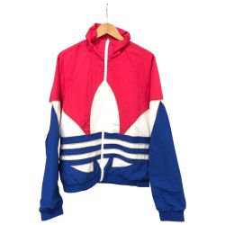 □□ adidas アディダス ジャケット ナイロンジャケット トレフォイルロゴ SIZE M  GE6224 ショッキングピンク×ブルー×ホワイト Bランク