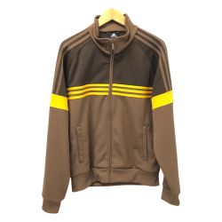 □□ adidas アディダス ジャージ トラックジャケット SIZE L イエロー三本ライン 古着 APU002 ブラウン Cランク