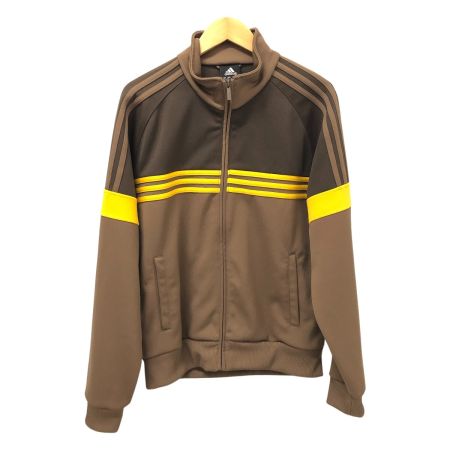  adidas アディダス ジャージ トラックジャケット SIZE L イエロー三本ライン 古着 APU002 ブラウン