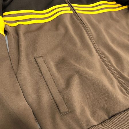  adidas アディダス ジャージ トラックジャケット SIZE L イエロー三本ライン 古着 APU002 ブラウン