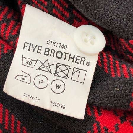  70~80s FIVE BROTHER シャツ ネルシャツ SIZE XL チェック 古着 レッド×ブラック