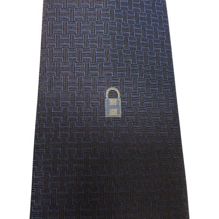  HERMES エルメス ネクタイ カデナ 428868T Hロゴ シルク ネイビー