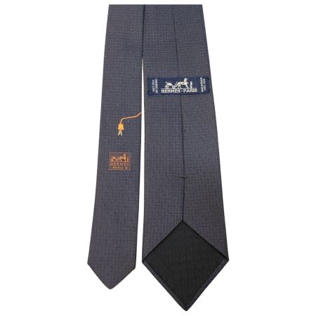  HERMES エルメス ネクタイ カデナ 428868T Hロゴ シルク ネイビー