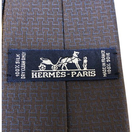  HERMES エルメス ネクタイ カデナ 428868T Hロゴ シルク ネイビー