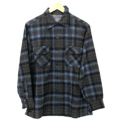 □□ 60s PENDLETON シャツ ボードシャツ SIZE M 古着 チェック ブラック×ネイビー Cランク