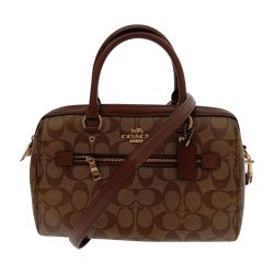 □□ COACH コーチ ローアン サッチェル シグネチャー ミニボストン ショルダー F83607 ブラウン Bランク