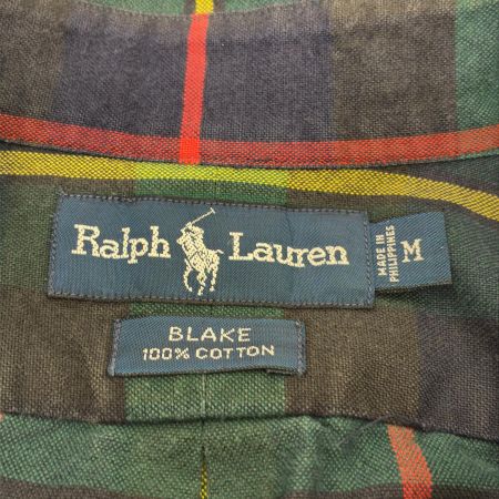  90s RALPH LAUREN シャツ ボタンダウンシャツ SIZE M チェック BLAKE　古着 グリーン