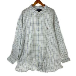 □□ 90s RALPH LAUREN シャツ 古着 SIZE 5XB BIG チェック ホワイト Cランク