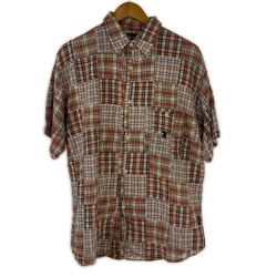 □□ 90s old stussy シャツ 半袖シャツ SIZE M 古着 チェック インド製 マルチカラー Cランク