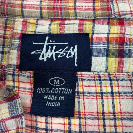  90s old stussy シャツ 半袖シャツ SIZE M 古着 チェック インド製 マルチカラー