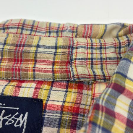  90s old stussy シャツ 半袖シャツ SIZE M 古着 チェック インド製 マルチカラー