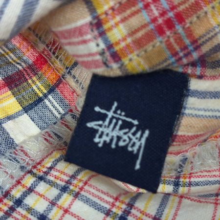  90s old stussy シャツ 半袖シャツ SIZE M 古着 チェック インド製 マルチカラー
