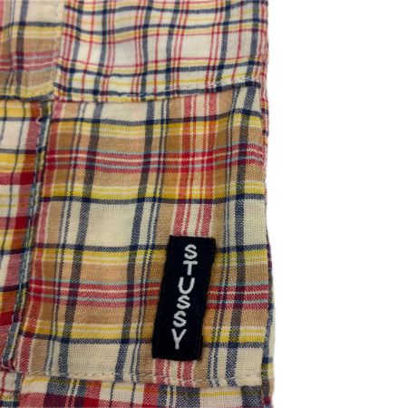  90s old stussy シャツ 半袖シャツ SIZE M 古着 チェック インド製 マルチカラー