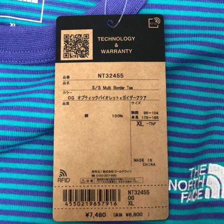  THE NORTH FACE ザノースフェイス Tシャツ Multi Border Tee SIZE XL NT32455 スカイブルー