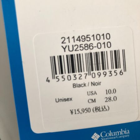  Columbia コロンビア ブーツ スノーブーツ SIZE 28cm イエローテイル オムニヒート YU2586-010 ブラック