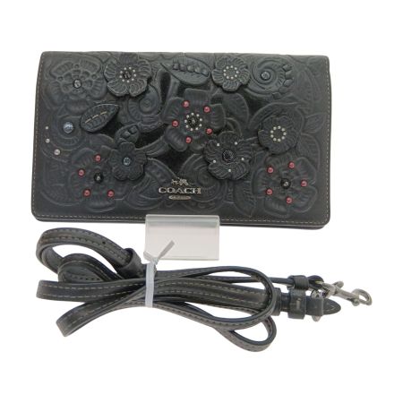  COACH コーチ ウォレットバッグ ティーローズ 12057 ブラック