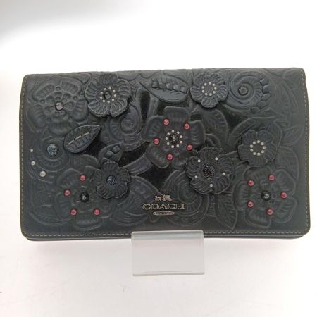  COACH コーチ ウォレットバッグ ティーローズ 12057 ブラック